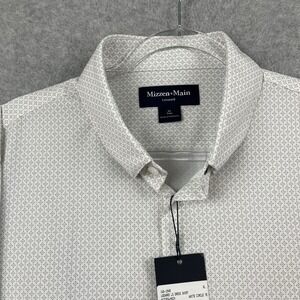 Mizzen Main Shirt NEW NWT Mens XL White  Circle Pattern‎ Trim Fit LS Stretch